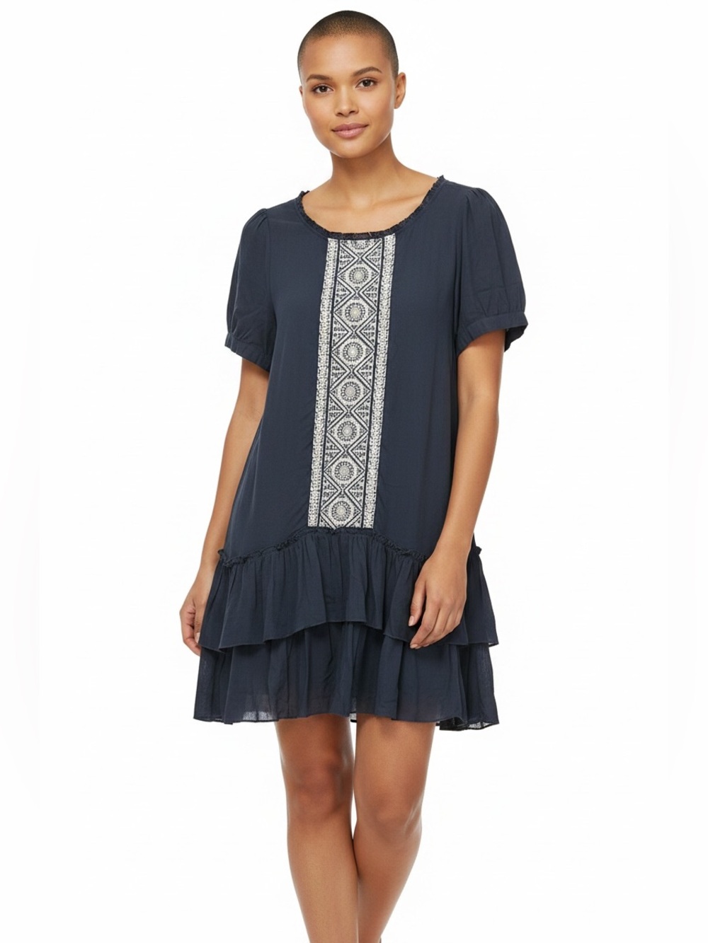 Willow & Clay Bohemian Black Embroidered Midi Ruffled Dress
Size L